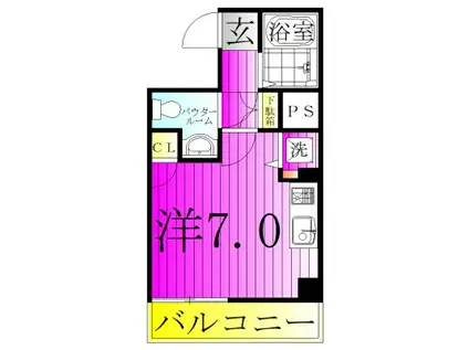 ヴランドール柏中央(ワンルーム/5階)の間取り写真