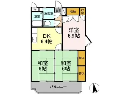 レジデンス東望(3DK/4階)の間取り写真