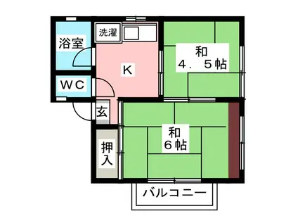 原コーポ(2K/1階)の間取り写真