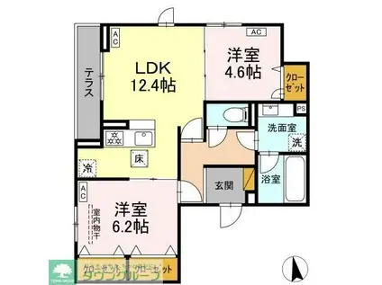 ラ・ペッシュ(2LDK/1階)の間取り写真