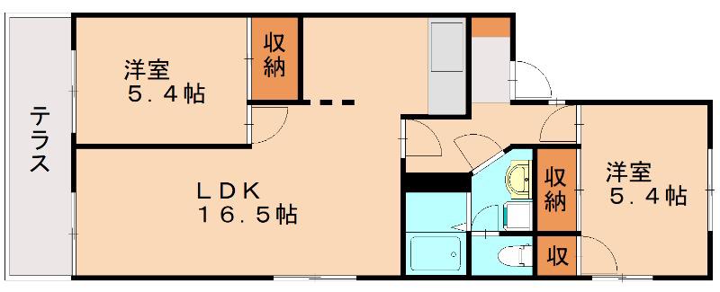 フレグランス宮司A棟(2LDK/1階)の間取り写真