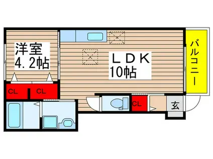 PRIMROSE(1LDK/1階)の間取り写真
