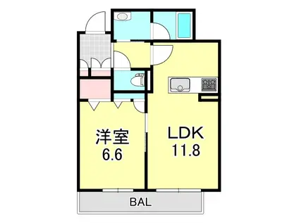 シャーメゾン 絆(1LDK/3階)の間取り写真