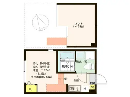 ハーモニーテラス立石II(ワンルーム/1階)の間取り写真