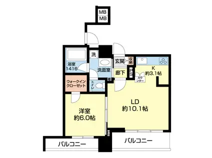 アデニウムタワー萬代橋(1LDK/16階)の間取り写真