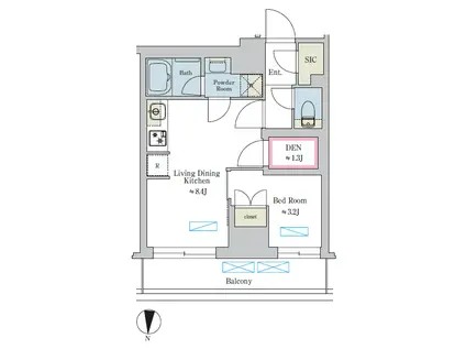 BRILLIA IST 池尻大橋(1LDK/1階)の間取り写真