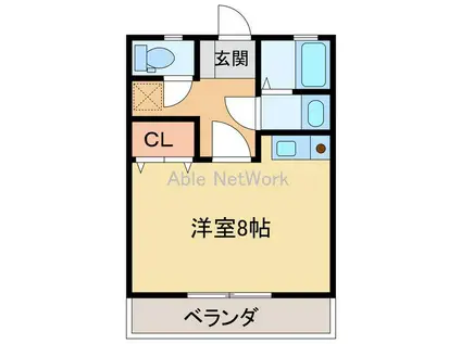 栄光マンション(ワンルーム/3階)の間取り写真