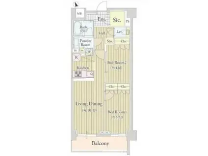 カハレア調布(2LDK/3階)の間取り写真