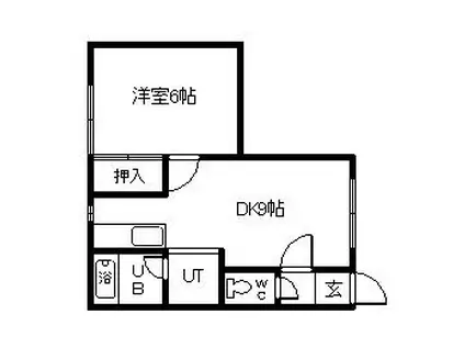 ホワイトハウス411(1DK/1階)の間取り写真