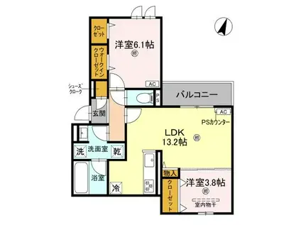 クラシスト苅田ウエスト(2LDK/1階)の間取り写真