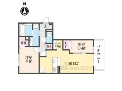 フロレゾン北花山A(2LDK/3階)の間取り写真