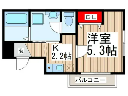 パルコート小川(1K/3階)の間取り写真
