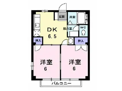 エクセレントハイツ鳴神(2DK/1階)の間取り写真