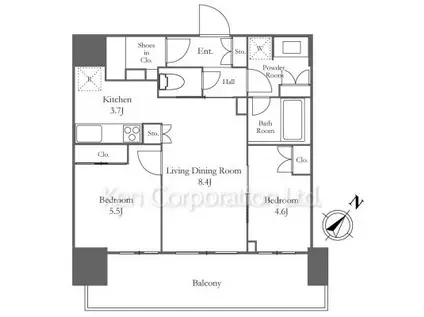 HARUMI FLAG PORT VILLAGE(2LDK/3階)の間取り写真