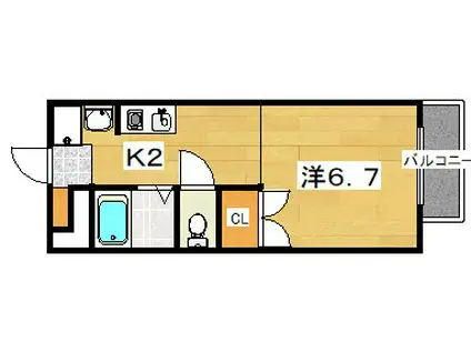 メゾンアブリル(1K/2階)の間取り写真