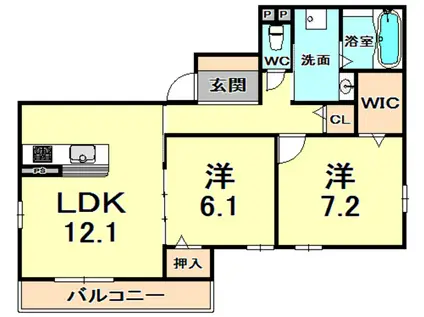 コルン コゥロエン(2LDK/3階)の間取り写真