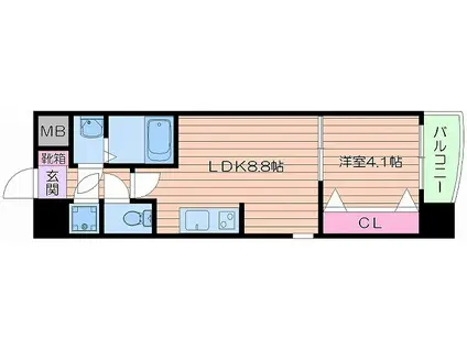 SERENITE本町エコート(1LDK/3階)の間取り写真