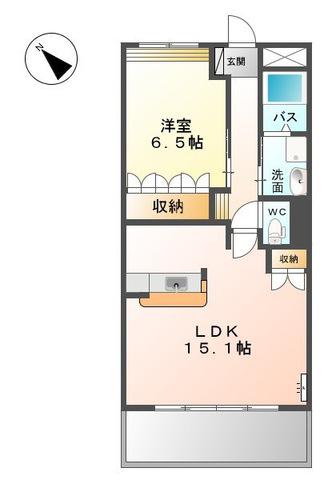 来夢ガーデン(1LDK/3階)の間取り写真