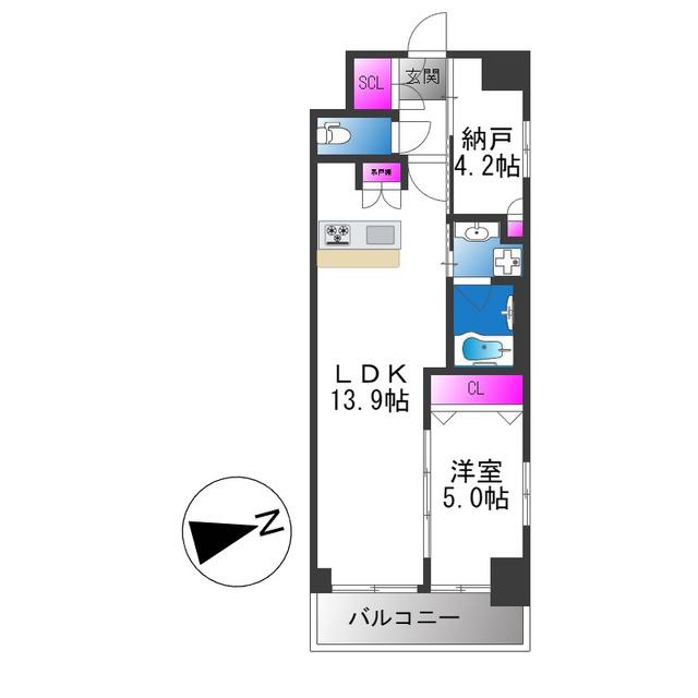 スプランディッド上本町ウエストII(1SLDK/10階)の間取り写真