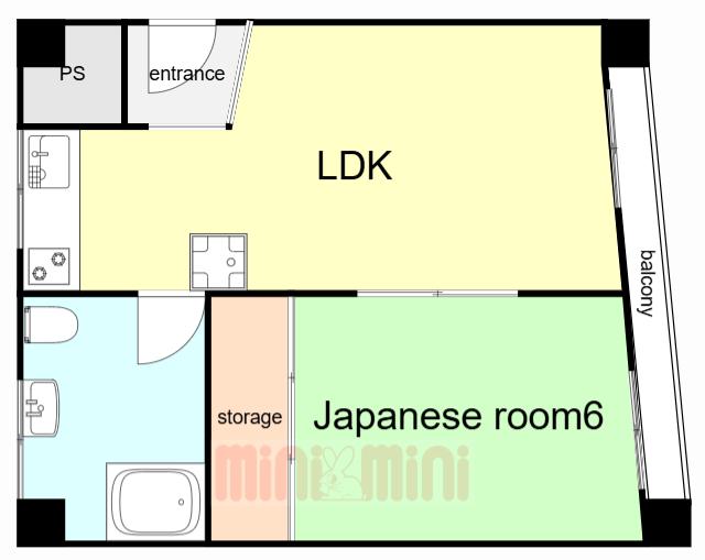 南町マリンハウス(1DK/2階)の間取り写真