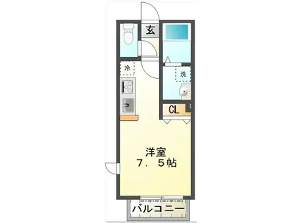 グローレ八王子(ワンルーム/2階)の間取り写真