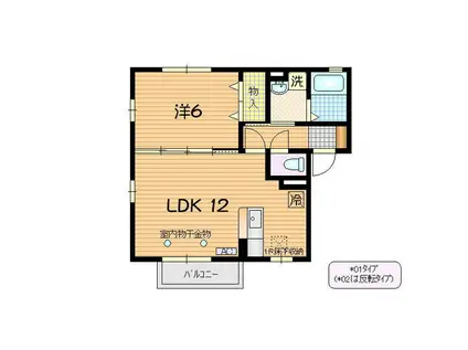 フィーノIII(1LDK/2階)の間取り写真