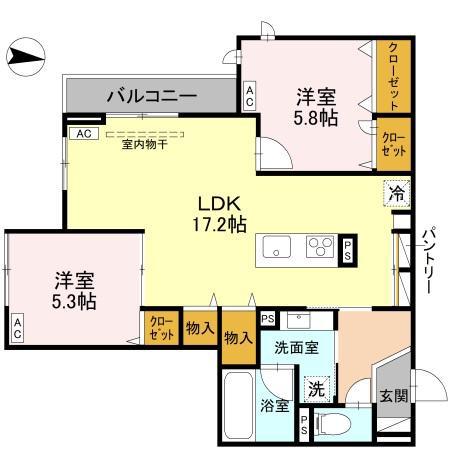 ドエル25(2LDK/3階)の間取り写真