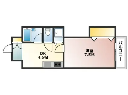 ヴェルマーレ中広(1DK/2階)の間取り写真