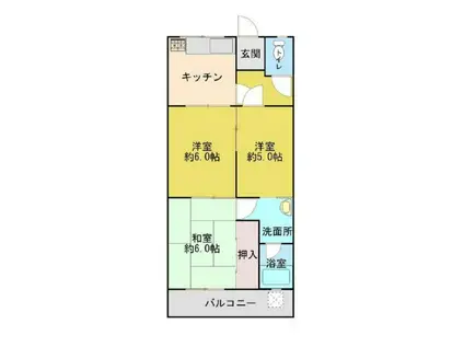 薮内ビル(3K/2階)の間取り写真