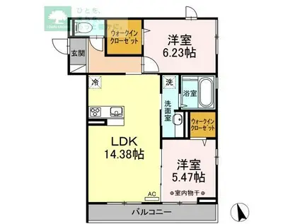 エトス レヴァン(2LDK/3階)の間取り写真
