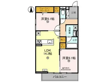 PALAIS POIRE(2LDK/3階)の間取り写真