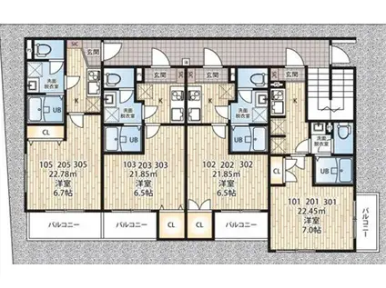 SパレスVII(1K/3階)の間取り写真