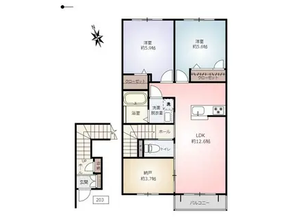 トレカルド I(2SLDK/2階)の間取り写真