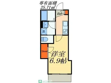 ヘーベルメゾン亀戸(1K/1階)の間取り写真