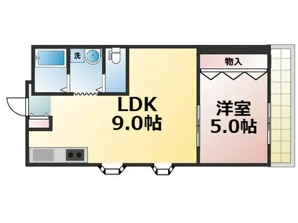 ミライハイムI(1LDK/2階)の間取り写真