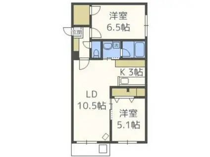 ノルテ円山(2LDK/3階)の間取り写真