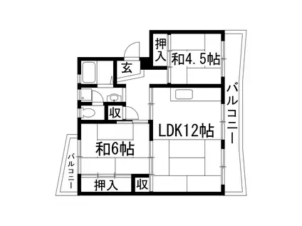 中山五月台23号棟(2LDK/4階)の間取り写真