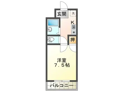 ハイツHOKUTO(1K/3階)の間取り写真