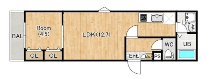 ジーメゾン千葉村田町エベッラ(1LDK/3階)の間取り写真