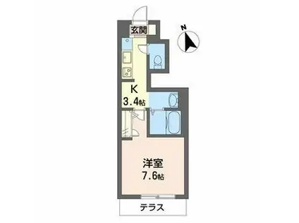 エトワール紫竹III(1K/1階)の間取り写真