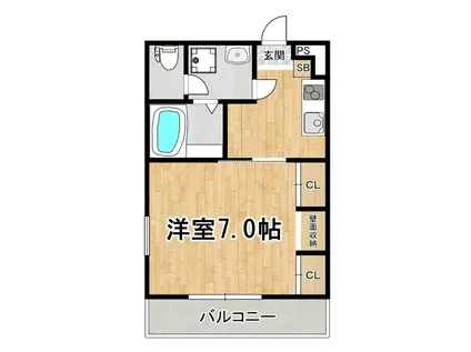 プリムール ヴィラ(1K/2階)の間取り写真