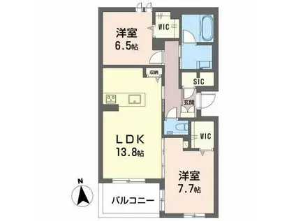 ソフィア江南(2LDK/1階)の間取り写真