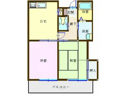 メゾン・ジュネス(2DK/1階)の間取り写真