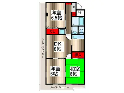 アゼリヤパーク東所沢(3DK/4階)の間取り写真