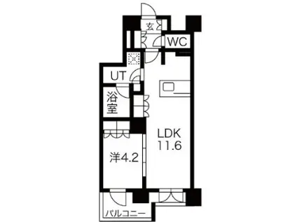 サットンアリビオ八王子(1LDK/3階)の間取り写真