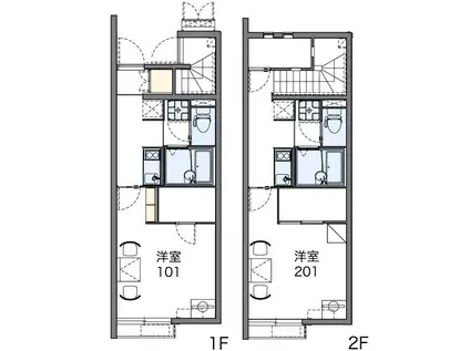 レオネクストピボットハイムD(1K/1階)の間取り写真