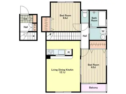 ヴィラージュR(2LDK/2階)の間取り写真