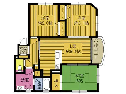 エクレール朝日屋(3DK/2階)の間取り写真