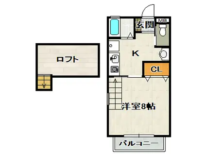 アドミール栄(1K/2階)の間取り写真