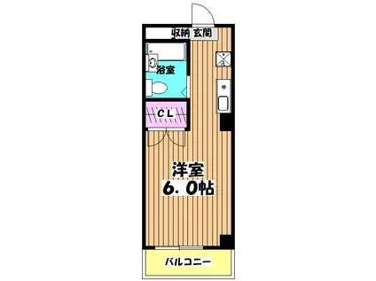セシーズ府中(ワンルーム/3階)の間取り写真